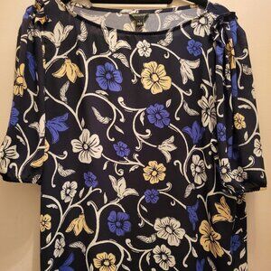🌸 Ann Taylor Mixed Media Floral Blouse - Size L 🌸